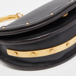 Pre Owned Chloe Black Leather Small Nile Bracelet Minaudiere Crossbody Bag