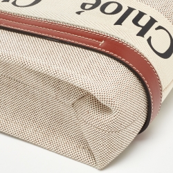 Chloe Beige/Tan Canvas and Leather Small Woody Tote