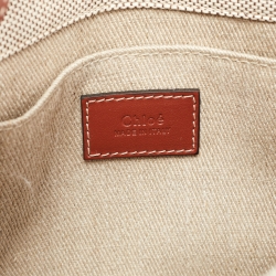 Chloe Beige/Tan Canvas and Leather Small Woody Tote