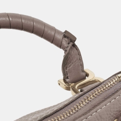 Pre Owned Chloe Grey Leather Mini Marcie Double Carry Crossbody Bag