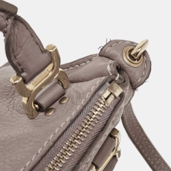 Pre Owned Chloe Grey Leather Mini Marcie Double Carry Crossbody Bag