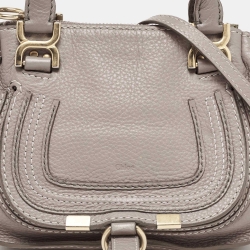 Pre Owned Chloe Grey Leather Mini Marcie Double Carry Crossbody Bag
