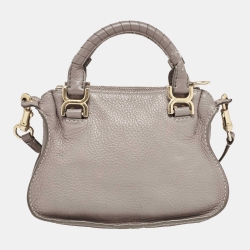 Pre Owned Chloe Grey Leather Mini Marcie Double Carry Crossbody Bag
