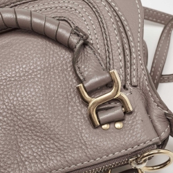 Pre Owned Chloe Grey Leather Mini Marcie Double Carry Crossbody Bag