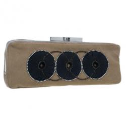 Pre Owned Chloe Beige Suede Embroidered Clutch