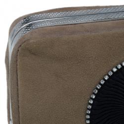 Pre Owned Chloe Beige Suede Embroidered Clutch