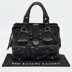 Pre Owned Chloe Black Pebbled Leather Elvire Satchel