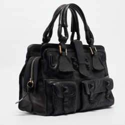 Pre Owned Chloe Black Pebbled Leather Elvire Satchel