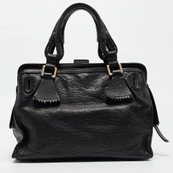 Pre Owned Chloe Black Pebbled Leather Elvire Satchel