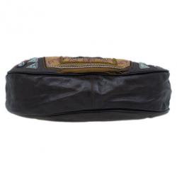 Pre Owned Chloe Brown Multicolored Embroidery Crescent Hobo