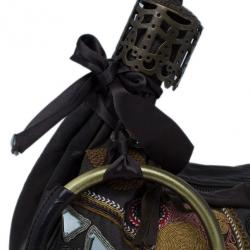 Pre Owned Chloe Brown Multicolored Embroidery Crescent Hobo