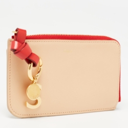 Pre Owned Chloe Beige Leather Alphabet Coin Purse