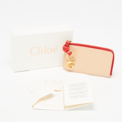Pre Owned Chloe Beige Leather Alphabet Coin Purse