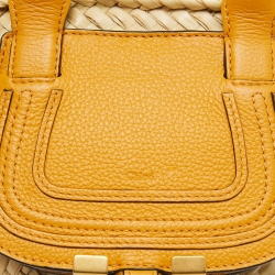 Pre Owned Chloe Yellow/Natural Raffia and Leather Mini Marcie Basket Bag