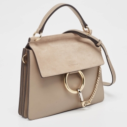 Chloe Grey Leather and Suede Faye Top Handle Bag