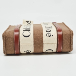 مملوكة مسبقًا Chloe Brown/Beige Wool and Leather Small Woody Tote