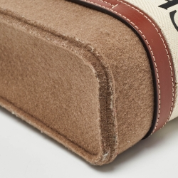 مملوكة مسبقًا Chloe Brown/Beige Wool and Leather Small Woody Tote