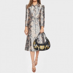 Pre Owned Chloe Black Canvas Metal Embellished Crescent Hobo