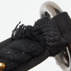 Pre Owned Chloe Black Canvas Metal Embellished Crescent Hobo