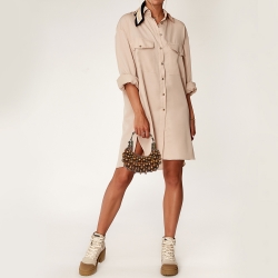 Pre Owned Chloe Brown Canvas Beads Embellished Hobo