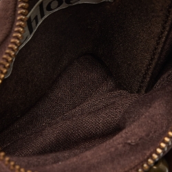 Pre Owned Chloe Brown Canvas Beads Embellished Hobo