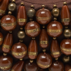 Pre Owned Chloe Brown Canvas Beads Embellished Hobo