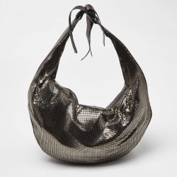 مملوكة مسبقًا Chloe Metallic/Silver Mesh and Leather Chainmail Hobo