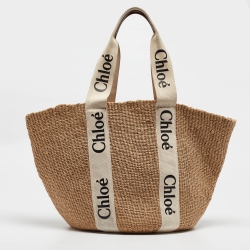 Pre Owned Chloe Natural Fibers Large Woody Tote