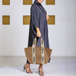 Pre Owned Chloe Natural Fibers Large Woody Tote