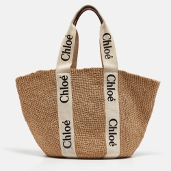 Pre Owned Chloe Natural Fibers Large Woody Tote
