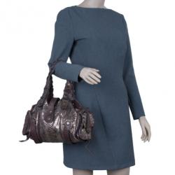 Pre Owned Chloe Bronze Python Silverado Satchel