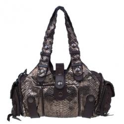 Pre Owned Chloe Bronze Python Silverado Satchel