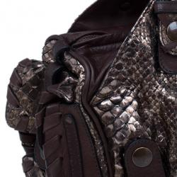 Pre Owned Chloe Bronze Python Silverado Satchel