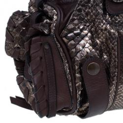 Pre Owned Chloe Bronze Python Silverado Satchel