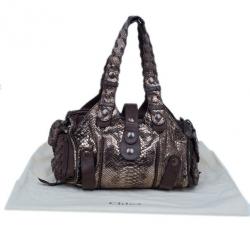 Pre Owned Chloe Bronze Python Silverado Satchel