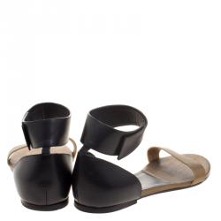 Pre Owned Chloe Two Tone Leather Ankle Cuff Flat Sandals Size 40