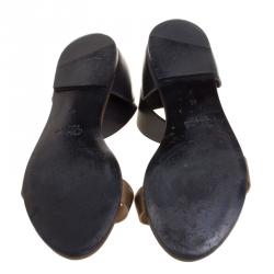 Pre Owned Chloe Two Tone Leather Ankle Cuff Flat Sandals Size 40