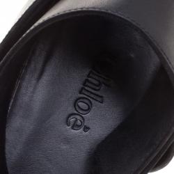 Pre Owned Chloe Two Tone Leather Ankle Cuff Flat Sandals Size 40