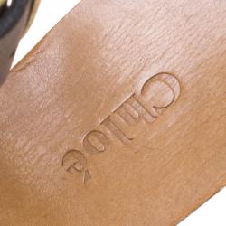 Pre Owned Chloe Brown Leather Ankle Wrap Wedge Sandals Size 41