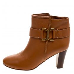 Pre Owned Chloè Brown Leather Ankle Boots Size 40