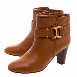 Pre Owned Chloè Brown Leather Ankle Boots Size 40