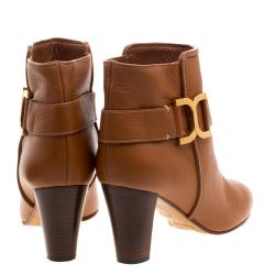 Pre Owned Chloè Brown Leather Ankle Boots Size 40