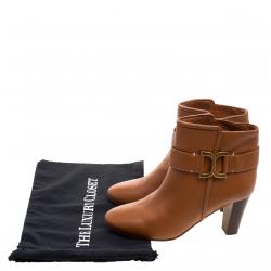 Pre Owned Chloè Brown Leather Ankle Boots Size 40