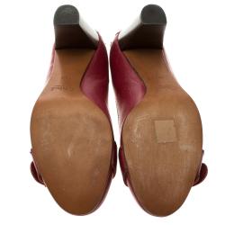 Pre Owned Chloe Red Leather Gold Buckle Pumps Size 39.5