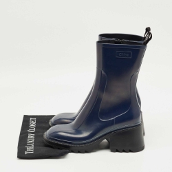 Pre Owned Chloe Navy Blue Rubber Betty Rain Boots Size 40