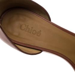 Pre Owned Chloe Nude Pink/Copper Leather Ankle Strap Wedges Size 39