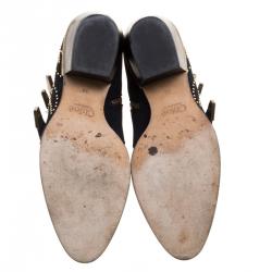 Pre Owned Chloe Black Suede Suzanna Studded Ankle Boots Size 36