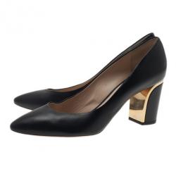 Pre Owned Chloe Black Leather Beckie Pumps Size 42