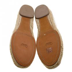 Pre Owned Chloe White Fabric Embroidered Espadrilles Size 41