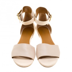 Pre Owned Chloe Two Tone Leather Ankle Cuff Flat Sandals Size 41